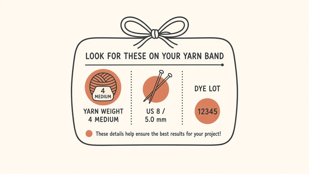 Worsted yarn label with needle size and dye lot